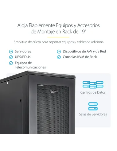StarTech.com Rack Armario de Equipos de 4 Columnas 42U - Profundidad de 36in - Rack Armario de 19 Pulgadas con Ruedas -