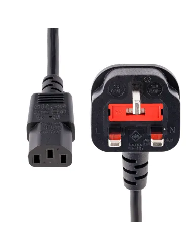 StarTech.com Cable de 3m de Alimentación de Ordenador, 18AWG, BS 1363 a C13, 10A 250V, Cable de Alimentación de Repuesto, Cable