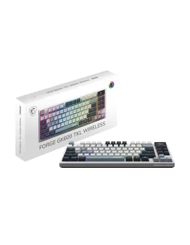 MSI FORGE GK600 TKL WIRELESS SKY teclado Juego USB + Bluetooth QWERTY Azul, Blanco