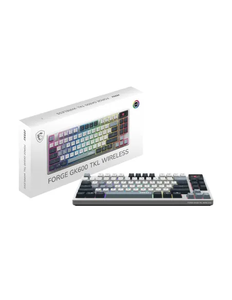 MSI FORGE GK600 TKL WIRELESS SKY teclado Juego USB + Bluetooth QWERTY Azul, Blanco