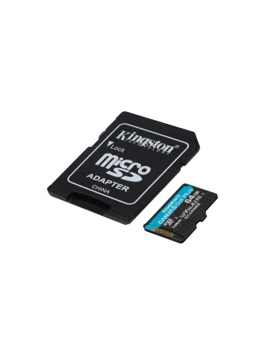 Kingston Technology Tarjeta microSDXC Canvas Go Plus Gen4 de 64 GB, 200 MB s, A2 U3 V30 y adaptador