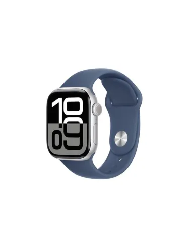 Apple watch series 10 gps 42mm silver aluminium case with denim sport band -  s - m