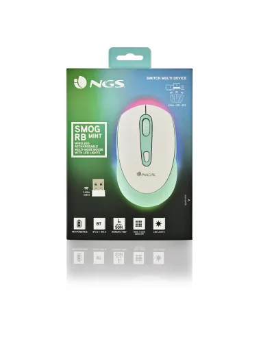 NGS SMOG MINT-RB ratón Juego Ambidextro RF Wireless + Bluetooth Óptico 2400 DPI