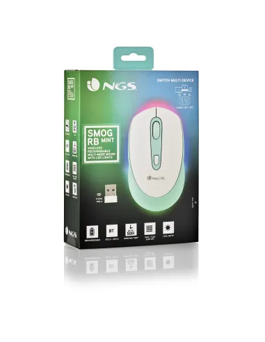 NGS SMOG MINT-RB ratón Juego Ambidextro RF Wireless + Bluetooth Óptico 2400 DPI