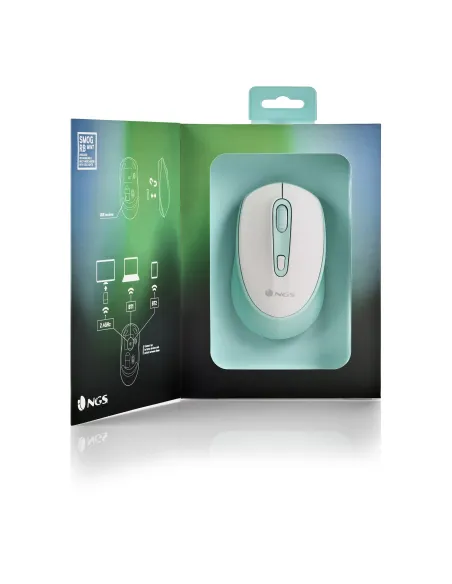NGS SMOG MINT-RB ratón Juego Ambidextro RF Wireless + Bluetooth Óptico 2400 DPI