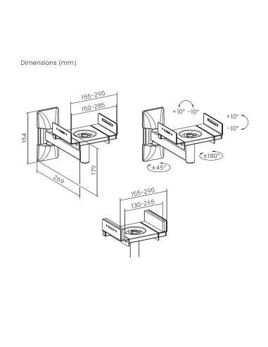 AISENS Soporte Universal De Pared Giratorio E Inclinable Para Altavoces, Negro