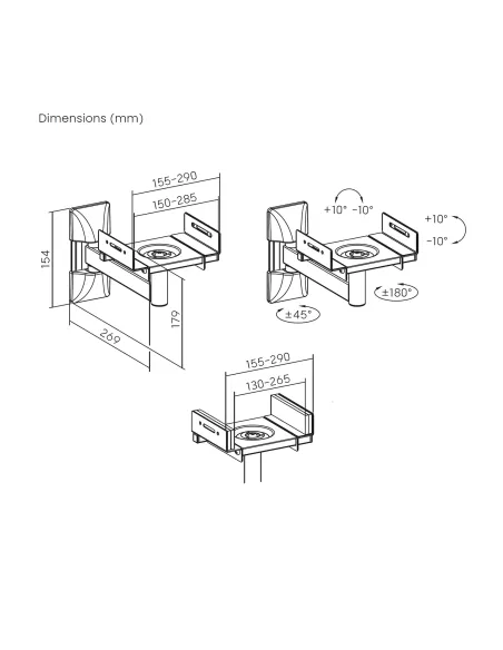 AISENS Soporte Universal De Pared Giratorio E Inclinable Para Altavoces, Negro