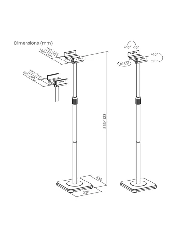 AISENS Soporte Universal De Suelo Giratorio E Inclinable Para Altavoces, Negro
