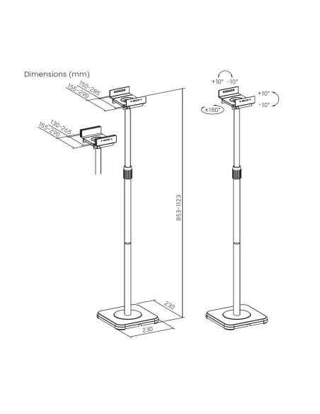 AISENS Soporte Universal De Suelo Giratorio E Inclinable Para Altavoces, Negro
