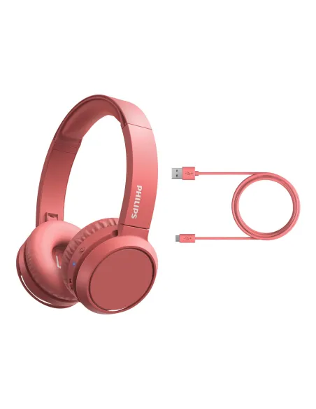 Philips 4000 series TAH4205RD 00 auricular y casco Auriculares Inalámbrico Diadema Llamadas Música USB Tipo C Bluetooth Rojo