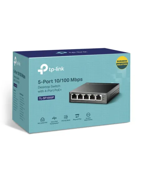 TP-Link TL-SF1005P No administrado Fast Ethernet (10 100) Energía sobre Ethernet (PoE) Negro