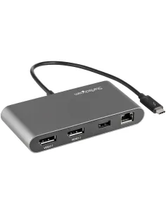 StarTech.com Mini Dock Thunderbolt - Docking Station Portátil para 2 Monitores con DP 4K 60Hz, 1x Hub USB-A (USB 5 Gbps), GbE -