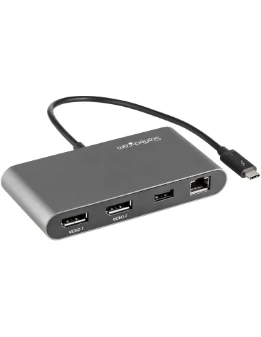 StarTech.com Mini Dock Thunderbolt - Docking Station Portátil para 2 Monitores con DP 4K 60Hz, 1x Hub USB-A (USB 5 Gbps), GbE -