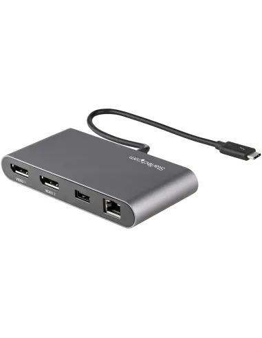 StarTech.com Mini Dock Thunderbolt - Docking Station Portátil para 2 Monitores con DP 4K 60Hz, 1x Hub USB-A (USB 5 Gbps), GbE -