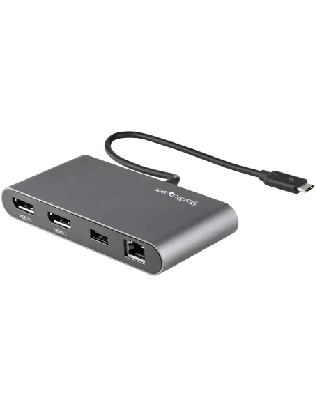 StarTech.com Mini Dock Thunderbolt - Docking Station Portátil para 2 Monitores con DP 4K 60Hz, 1x Hub USB-A (USB 5 Gbps), GbE -