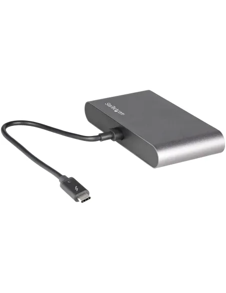StarTech.com Mini Dock Thunderbolt - Docking Station Portátil para 2 Monitores con DP 4K 60Hz, 1x Hub USB-A (USB 5 Gbps), GbE -