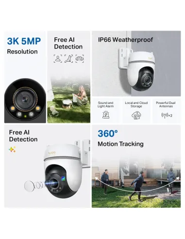 TP-Link Tapo TC43(EU) V2 Esférico Cámara de seguridad IP Interior y exterior 2880 x 1620 Pixeles Techo Pared Poste