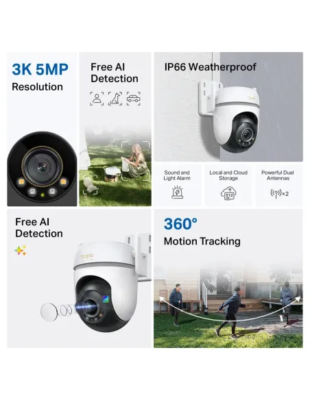 TP-Link Tapo TC43(EU) V2 Esférico Cámara de seguridad IP Interior y exterior 2880 x 1620 Pixeles Techo Pared Poste