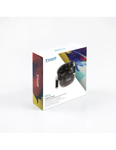 TooQ Onyx Auriculares Inalámbricos + Micrófono Bluetooth con Estuche de Carga, Negros