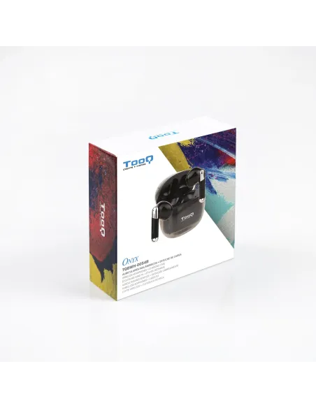 TooQ Onyx Auriculares Inalámbricos + Micrófono Bluetooth con Estuche de Carga, Negros