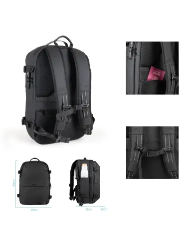 TooQ Mochila de viaje con sistema de compresión al vacío y bomba de aire