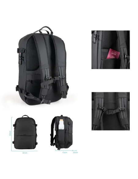 TooQ Mochila de viaje con sistema de compresión al vacío y bomba de aire