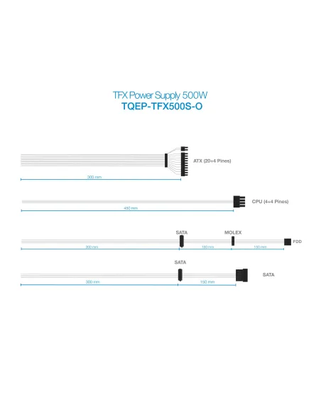 TooQ Ecopower II TFX OEM unidad de fuente de alimentación 500 W 20+4 pin ATX Plata