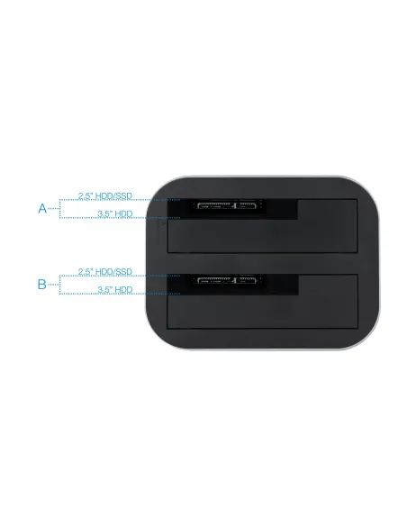 TooQ TQDS-805G base de conexión para disco duro USB 3.2 Gen 1 (3.1 Gen 1) Type-B Aluminio
