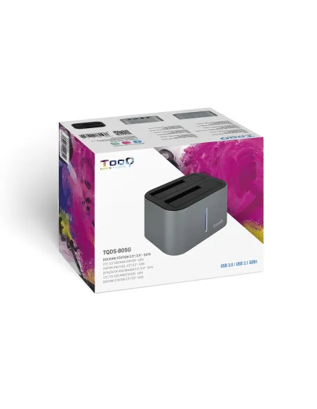 TooQ TQDS-805G base de conexión para disco duro USB 3.2 Gen 1 (3.1 Gen 1) Type-B Aluminio