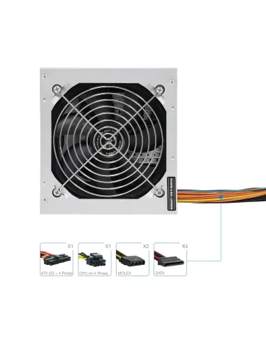 TooQ TQEP-500SSE unidad de fuente de alimentación 500 W 24-pin ATX ATX Plata