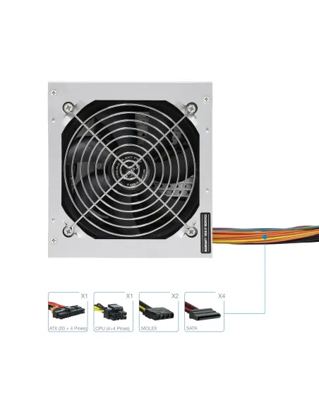 TooQ TQEP-500SSE unidad de fuente de alimentación 500 W 24-pin ATX ATX Plata
