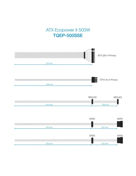 TooQ TQEP-500SSE unidad de fuente de alimentación 500 W 24-pin ATX ATX Plata