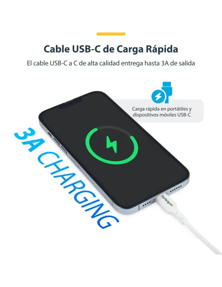 StarTech.com Cable de Carga USB-C de 3m - Cable de Carga USB Tipo C para Portátil - Cable USB para Tablet o Móvil - Entrega de