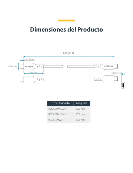 StarTech.com Cable de Carga USB-C de 3m - Cable de Carga USB Tipo C para Portátil - Cable USB para Tablet o Móvil - Entrega de