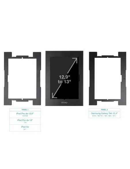 TooQ Marco Antirrobo para Tablets de 12,4” a 13”, Negro