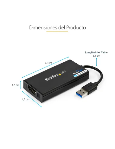 StarTech.com Adaptador Gráfico Externo USB 3.0 a HDMI - UltraHD 4K 30Hz - Certificado DisplayLink - Conversor USB-A a HDMI para