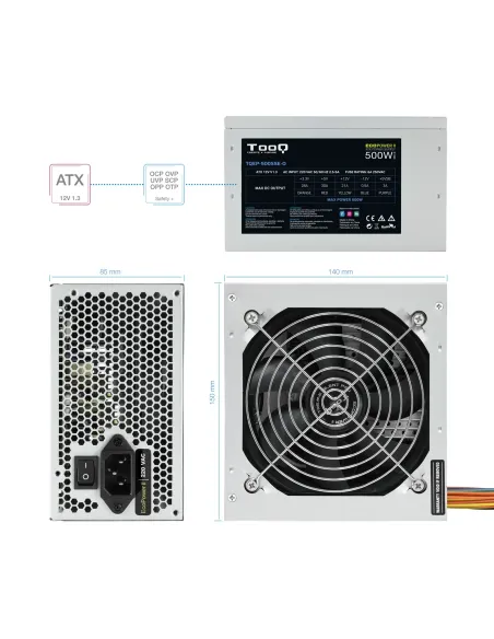 TooQ Fonte Ecopower II unidad de fuente de alimentación 500 W 20+4 pin ATX ATX Plata