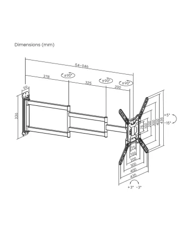 AISENS Soporte Eco Giratorio, Inclinable y Nivelable para Monitor TV 35kg de 23"-65", Negro