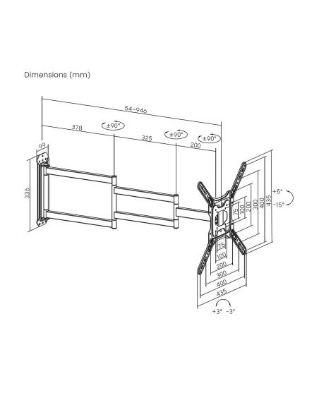 AISENS Soporte Eco Giratorio, Inclinable y Nivelable para Monitor TV 35kg de 23"-65", Negro