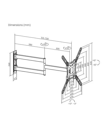 AISENS Soporte Eco Giratorio, Inclinable y Nivelable para Monitor TV 35kg de 23"-65", Negro
