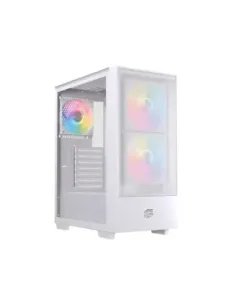 Caja ordenador gaming einarex p100 atx rgb cristal templado blanca