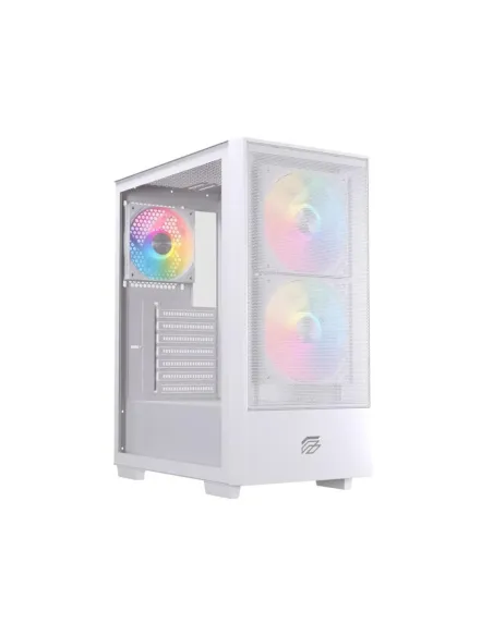 Caja ordenador gaming einarex p100 atx rgb cristal templado blanca