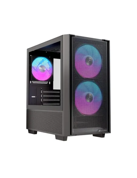Caja ordenador gaming einarex pm150 matx rgb cristal templado negro