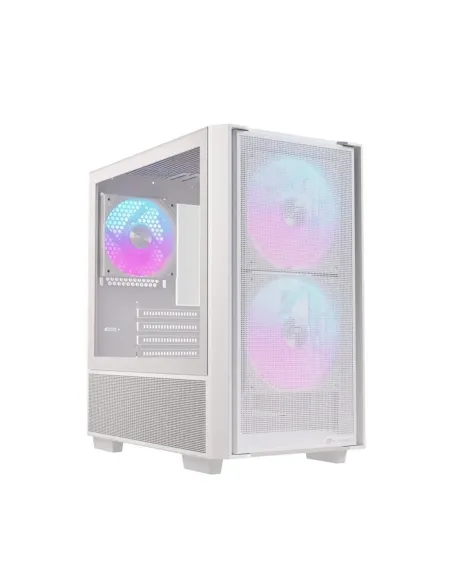 Caja ordenador gaming einarex pm150 matx rgb cristal templado blanca