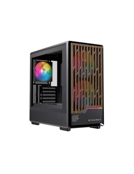 Caja ordenador gaming einarex pm400 matx rgb cristal templado negra