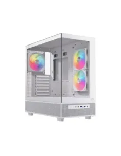 Caja ordenador gaming einarex s500 rgb atx cristal templado blanca