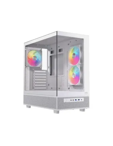 Caja ordenador gaming einarex s500 rgb atx cristal templado blanca