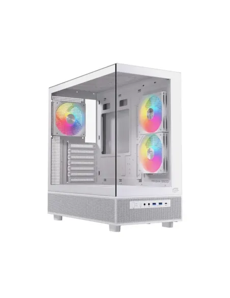 Caja ordenador gaming einarex s500 rgb atx cristal templado blanca