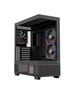 Caja ordenador gaming einarex s501d atx rgb cristal templado negra