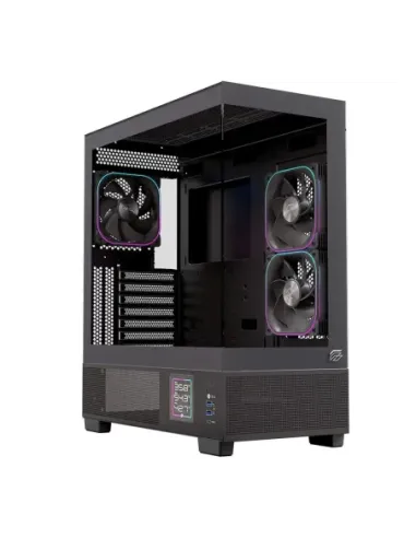 Caja ordenador gaming einarex s501d atx rgb cristal templado negra
